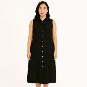 Talbots Black Linen Blend Shirt Dress